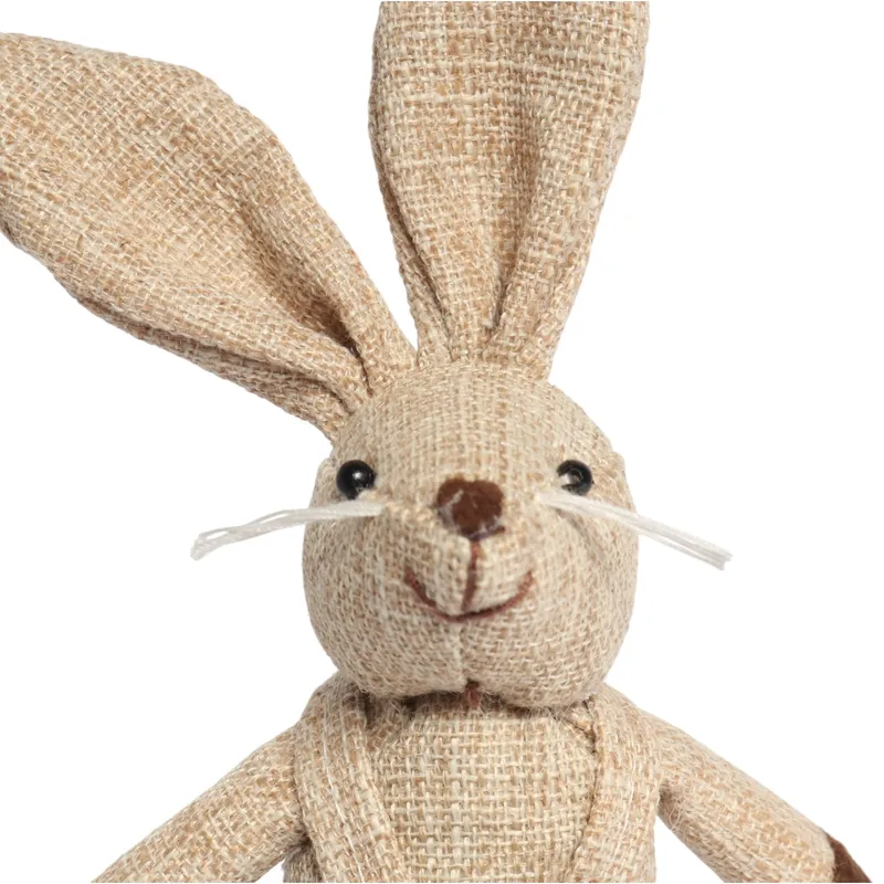 Zając STOJĄCY Lniany Ozdoba Wielkanocna Figurka 18 cm CH - Brązowa