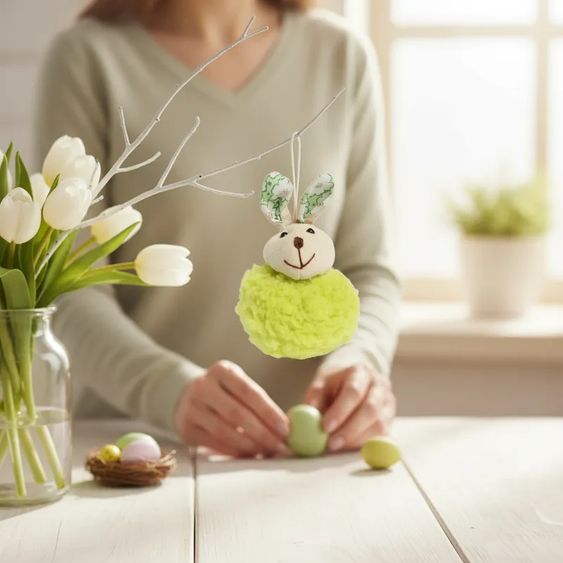Zając Pluszowy Zawieszka Ozdoba Wielkanocna Figurka 11 cm - Zielona