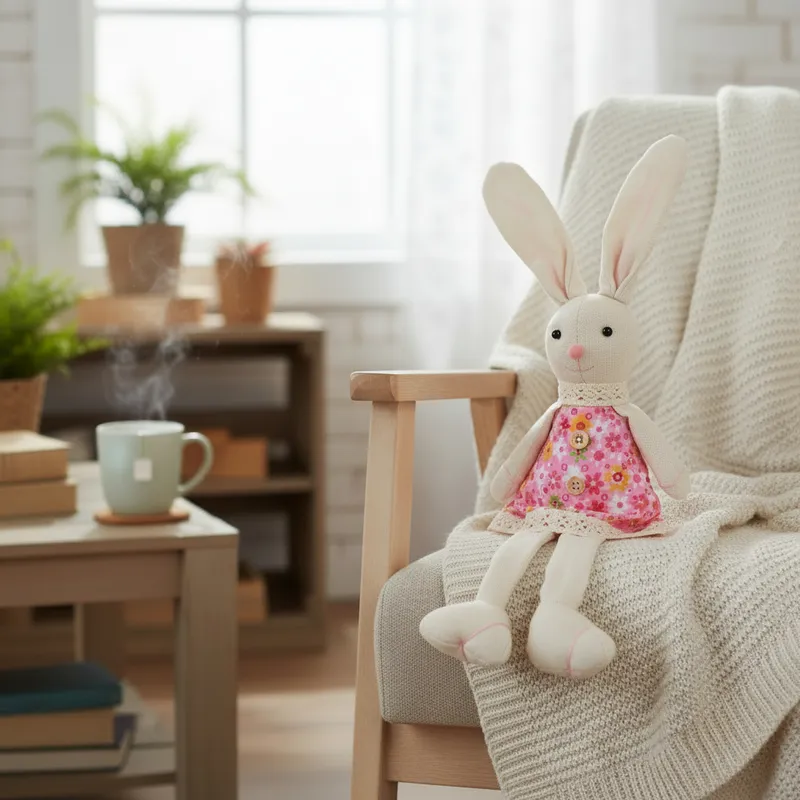 Zając Siedzący Ozdoba Wielkanocna Figurka W Różowej Sukience 40 cm