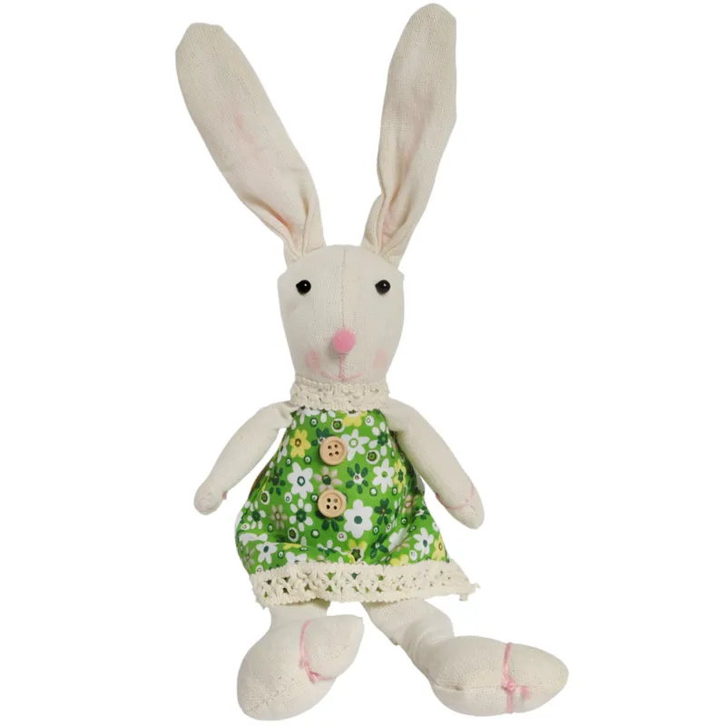 Zając Siedzący Ozdoba Wielkanocna Figurka W Zielonej Sukience 40 cm