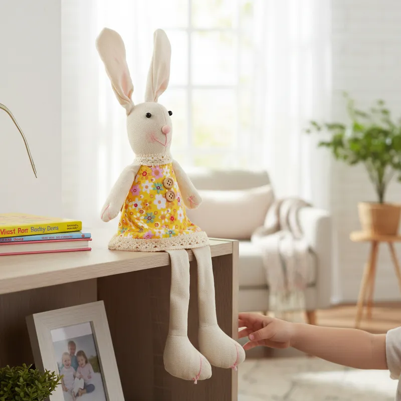 Zając Siedzący Ozdoba Wielkanocna Figurka W Żółtej Sukience 40 cm
