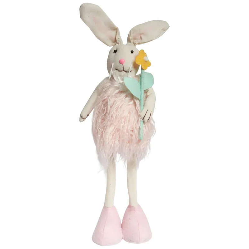 Zając Futrzany Z Kwiatkiem Ozdoba Wielkanocna Figurka 50 cm