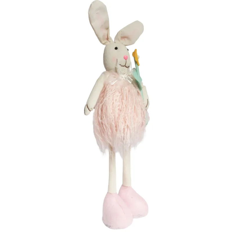 Zając Futrzany Z Kwiatkiem Ozdoba Wielkanocna Figurka 50 cm