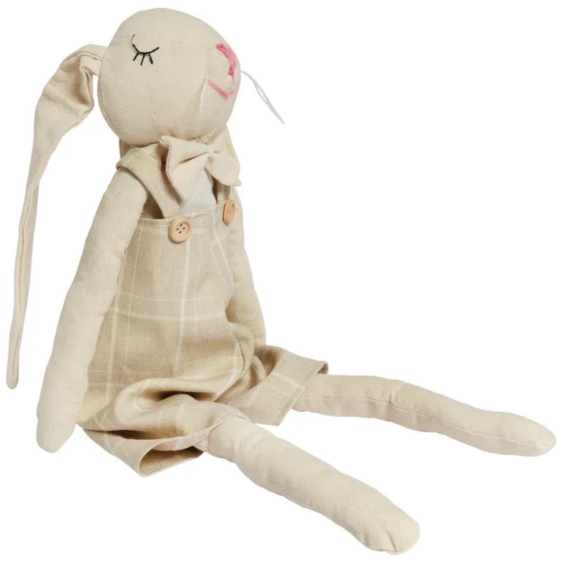 Zając Siedzący Ozdoba Wielkanocna Figurka W Sukience W Kratę 48 cm II
