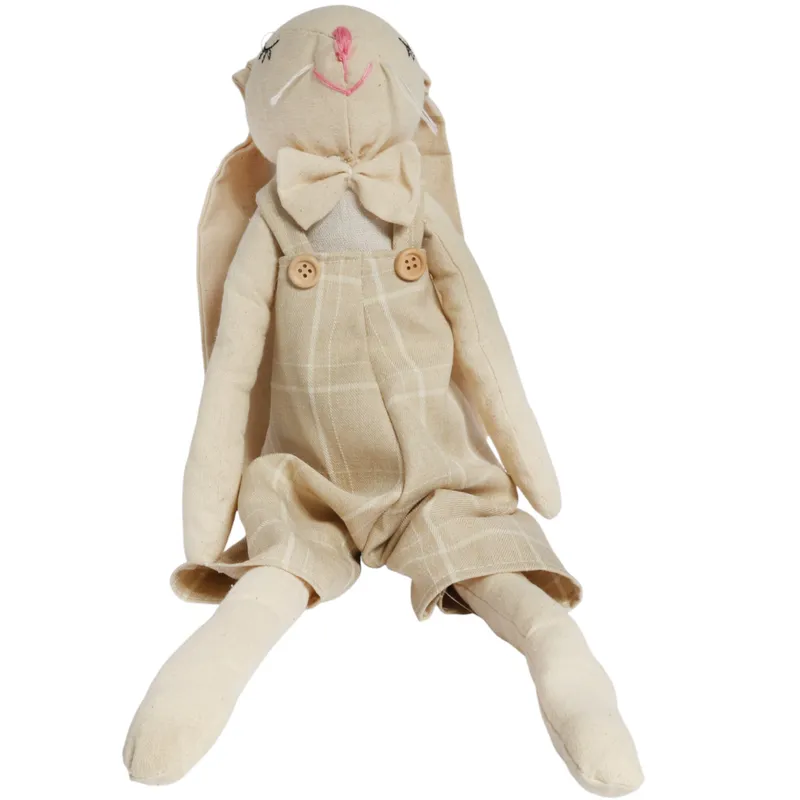 Zając Siedzący Ozdoba Wielkanocna Figurka W Sukience W Kratę 48 cm II