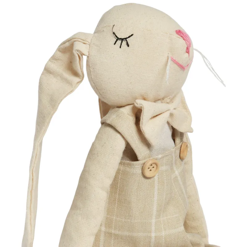Zając Siedzący Ozdoba Wielkanocna Figurka W Sukience W Kratę 48 cm II