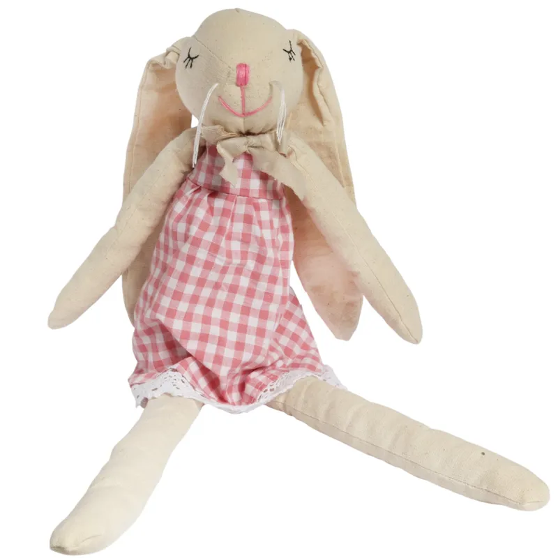 Zając Siedzący Ozdoba Wielkanocna Figurka W Sukience W Kratę 48 cm