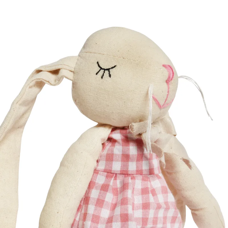 Zając Siedzący Ozdoba Wielkanocna Figurka W Sukience W Kratę 48 cm