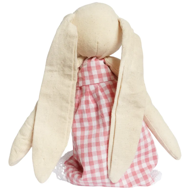 Zając Siedzący Ozdoba Wielkanocna Figurka W Sukience W Kratę 48 cm
