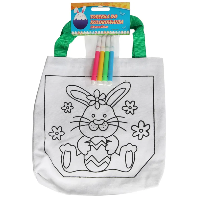 Torba Wielkanocna Do Kolorowania + Pisaki 33 x 22 cm Kwiaty