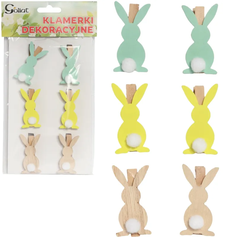 Klamerki Drewniane Spinacze Mini Z Zajączkiem W 6 szt