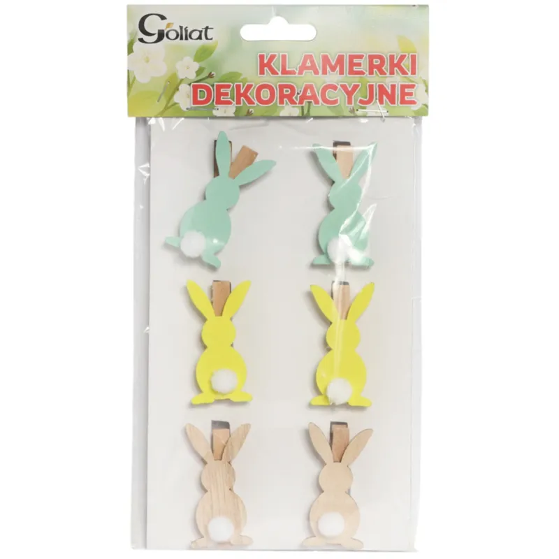 Klamerki Drewniane Spinacze Mini Zajączek Z Ogonkiem W 6 szt