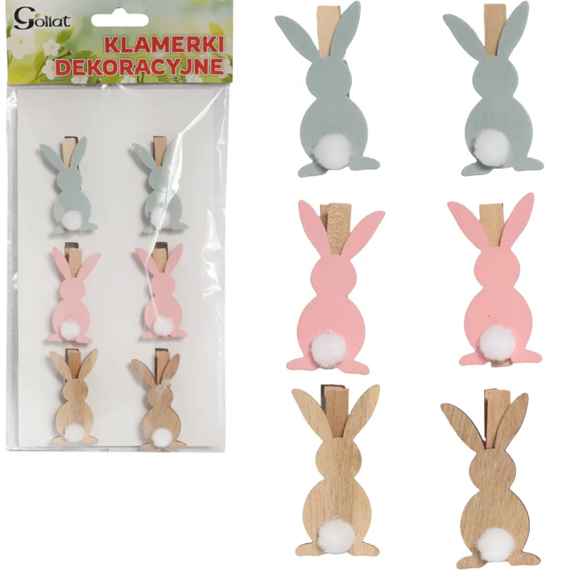 Klamerki Drewniane Spinacze Mini Zajączek Z Ogonkiem W 6 szt. II