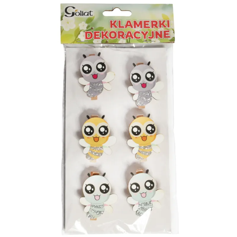Klamerki Drewniane Spinacze Mini Z Pszczółką 6 szt