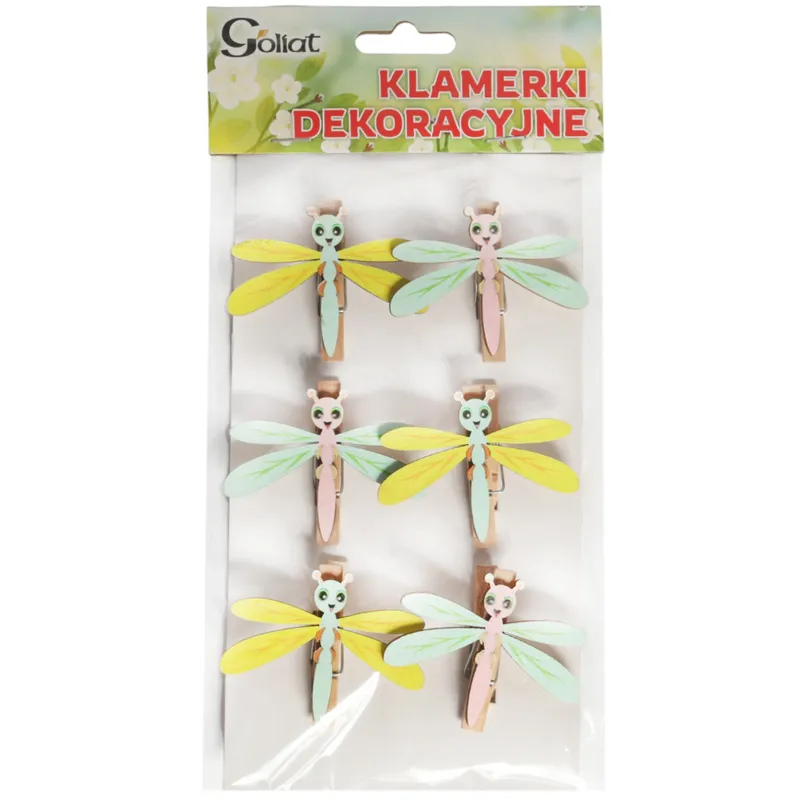 Klamerki Drewniane Spinacze Mini Z Ważką 6 szt