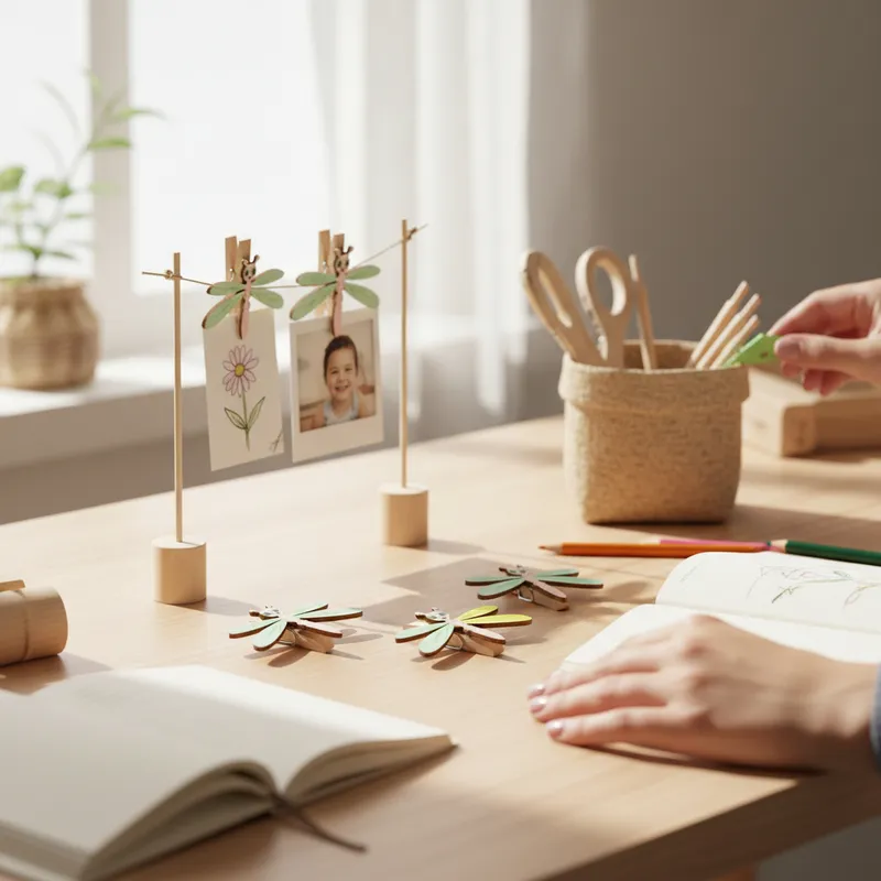 Klamerki Drewniane Spinacze Mini Z Ważką 6 szt