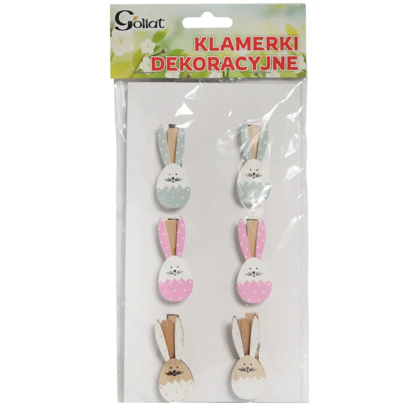 Klamerki Drewniane Spinacze Mini Z Zajączkiem W 6 szt. II