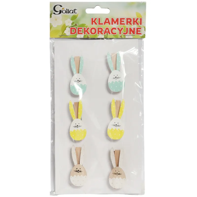 Klamerki Drewniane Spinacze Mini Z Zajączkiem W 6 szt