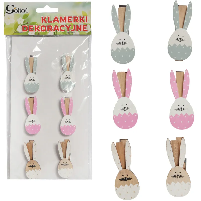Klamerki Drewniane Spinacze Mini Z Zajączkiem W 6 szt. II
