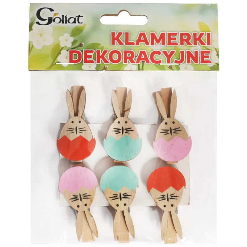 Klamerki Drewniane Spinacze Mini Z Zajączkiem W Jajku 6 szt. II