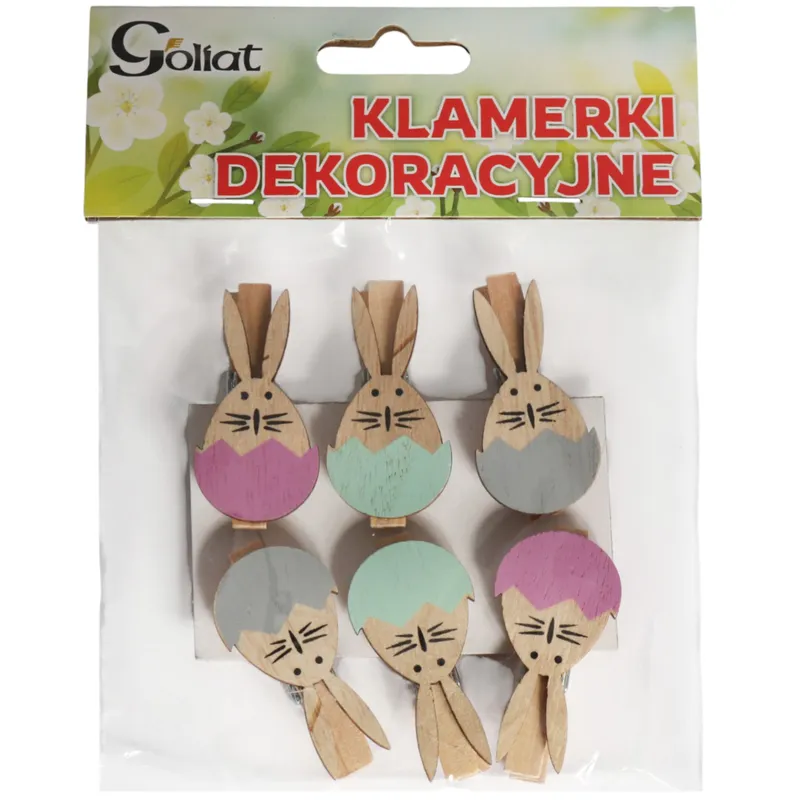 Klamerki Drewniane Spinacze Mini Z Zajączkiem W Jajku 6 szt