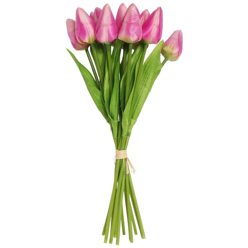 Bukiet 12 TULIPANÓW W PĘCZKU Z RAFIĄ 32 cm - Pomarańczowe