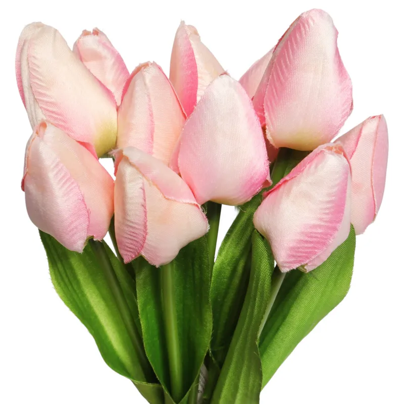 Bukiet 12 TULIPANÓW W PĘCZKU Z RAFIĄ 32 cm Jasno - Różowe