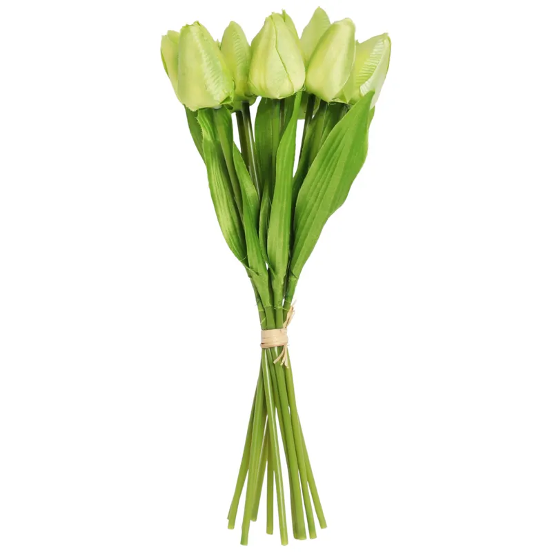 Bukiet 12 TULIPANÓW W PĘCZKU Z RAFIĄ 32 cm Jasno - Różowe