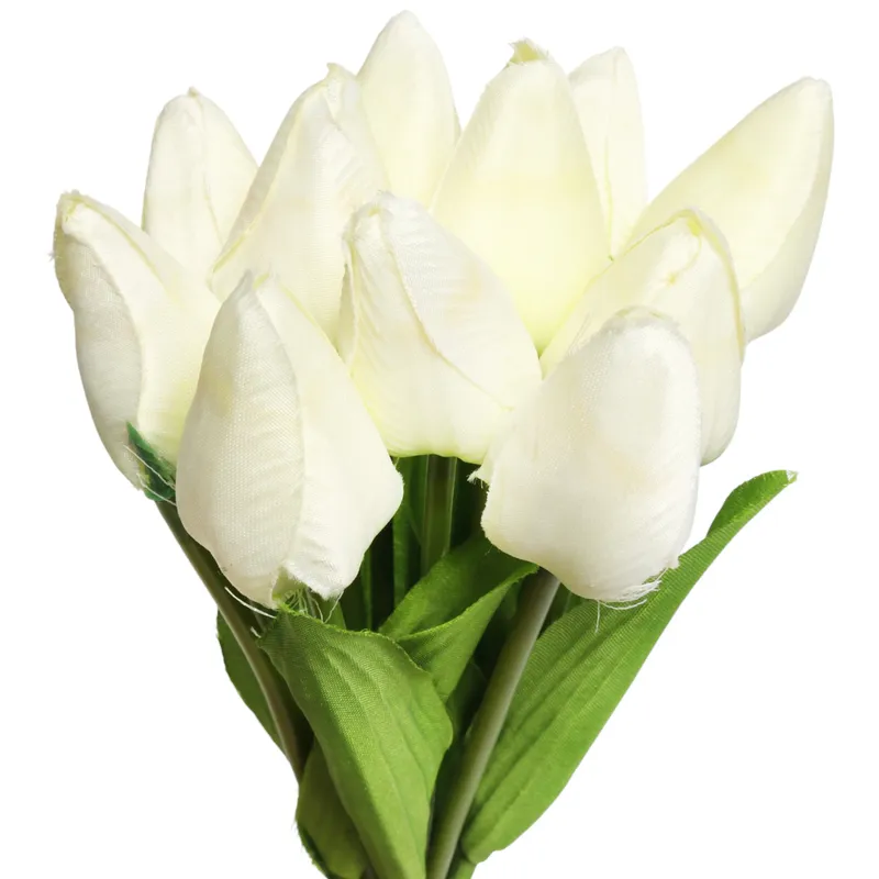 Bukiet 12 TULIPANÓW W PĘCZKU Z RAFIĄ 32 cm - Biały