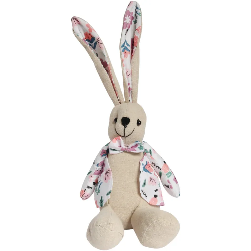 Zając Siedzący Ozdoba Wielkanocna Figurka W Ubranku W Różowe Kwiatki 36 cm