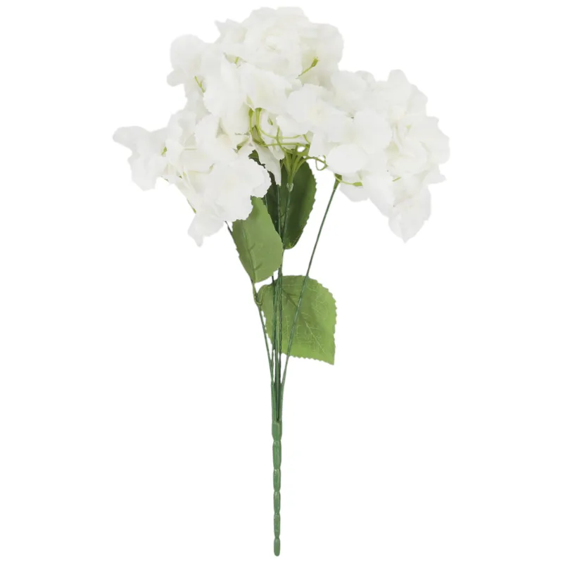 BUKIET 5 HORTENSJI Sztuczne Kwiaty Do Wazonu KOMPOZYCJA 48 cm - Biała