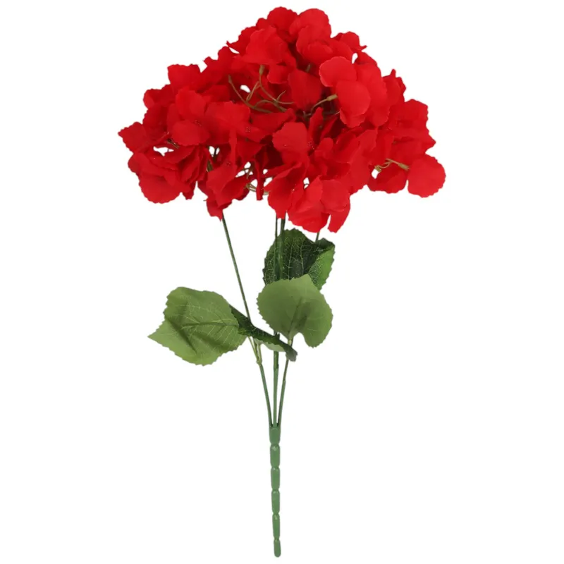 BUKIET 5 HORTENSJI Sztuczne Kwiaty Do Wazonu KOMPOZYCJA 48 cm - Czerwona