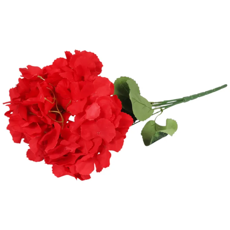 BUKIET 5 HORTENSJI Sztuczne Kwiaty Do Wazonu KOMPOZYCJA 48 cm - Czerwona
