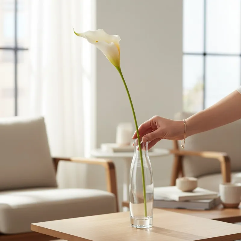 Kalia Calla Silikon Gałązka Sztuczna 67 cm - Biała