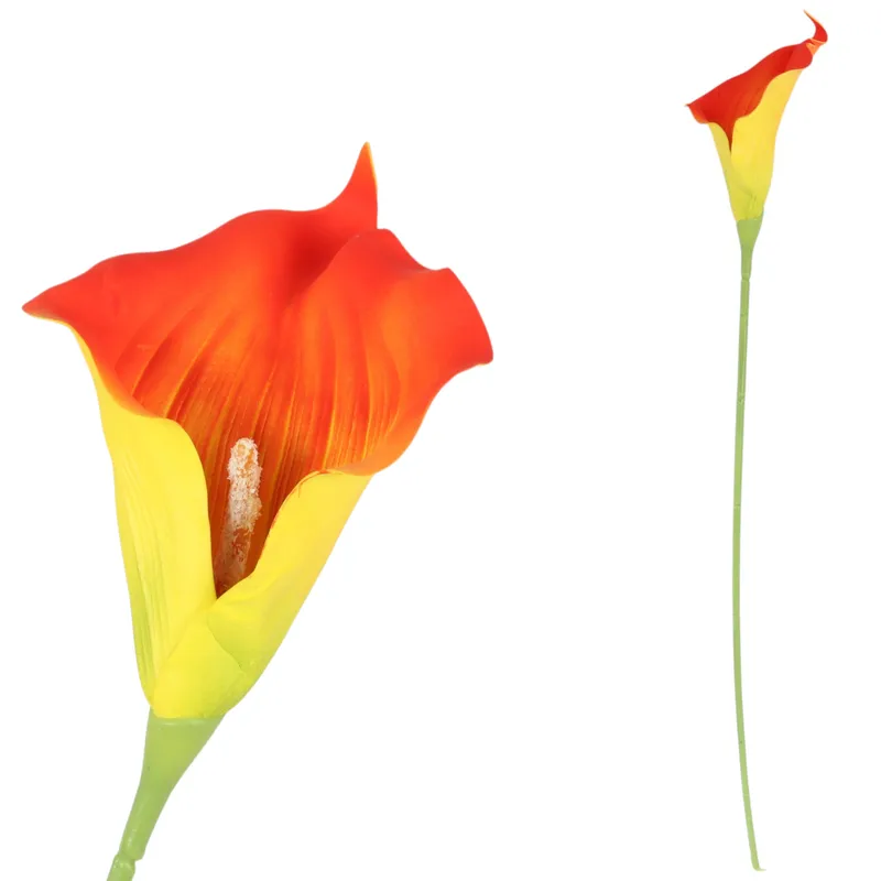 KALIA CALLA SILIKON GAŁĄZKA SZTUCZNA 67 cm - Pomarańczowo-Żółta
