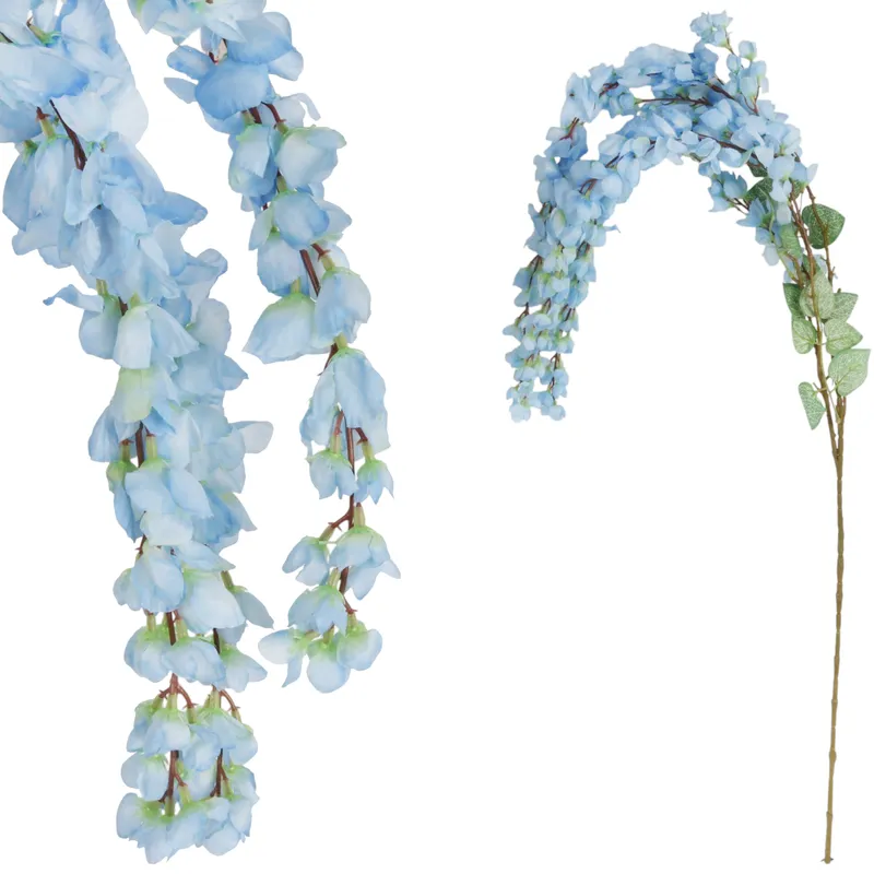 Wisteria Sztuczne Kwiaty Girlanda Glicynia Kwiaty Wiszące Balkon Taras Ślub - Niebieska