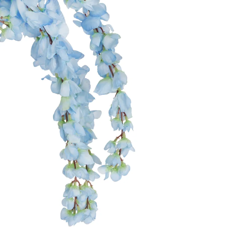 Wisteria Sztuczne Kwiaty Girlanda Glicynia Kwiaty Wiszące Balkon Taras Ślub - Niebieska