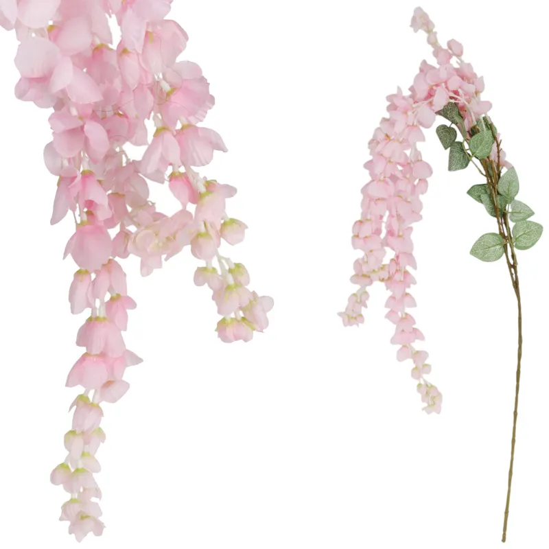 Wisteria Sztuczne Kwiaty Girlanda Glicynia Kwiaty Wiszące Balkon Taras Ślub - Różowa