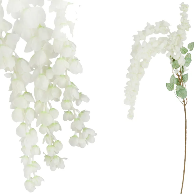 Wisteria Sztuczne Kwiaty Girlanda Glicynia Kwiaty Wiszące Balkon Taras Ślub - Biała
