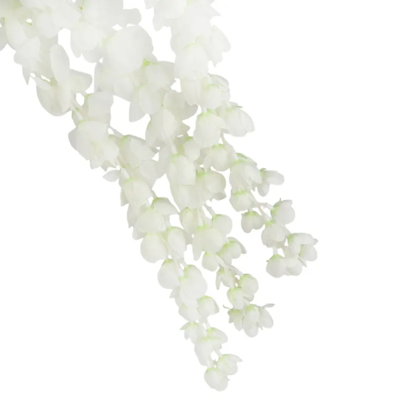 Wisteria Sztuczne Kwiaty Girlanda Glicynia Kwiaty Wiszące Balkon Taras Ślub - Biała