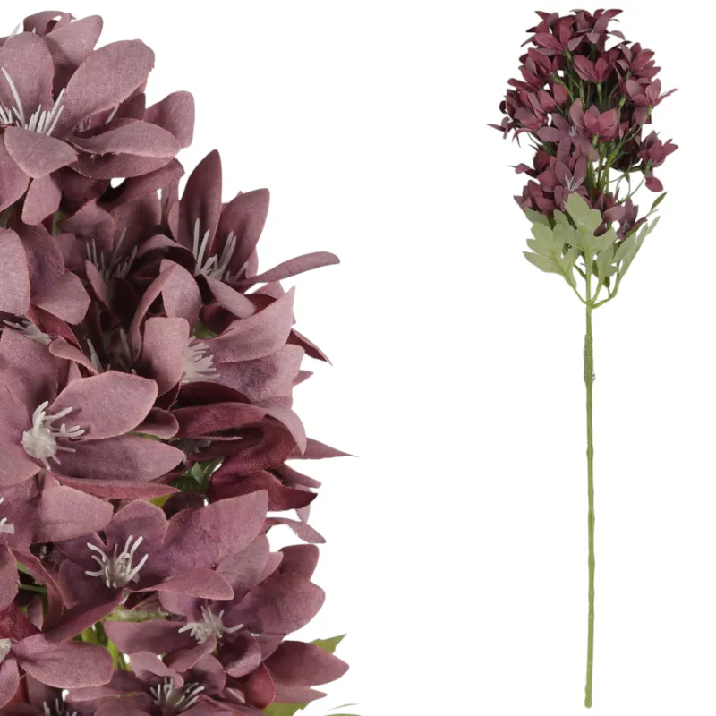 GAŁĄZKA KWIATÓW Do Wazonu HORTENSJA BUKIETOWA 58 cm - Bordowa