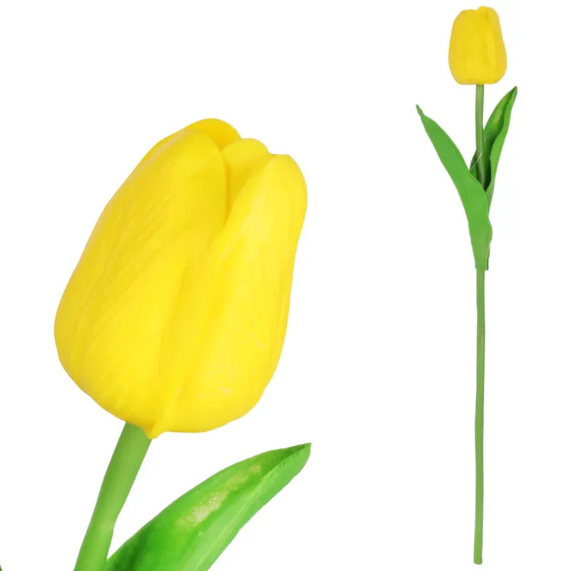 Tulipan Silikonowy Gumowy Tulipan Do Dekoracji Jak Żywy 32 cm - Żółty