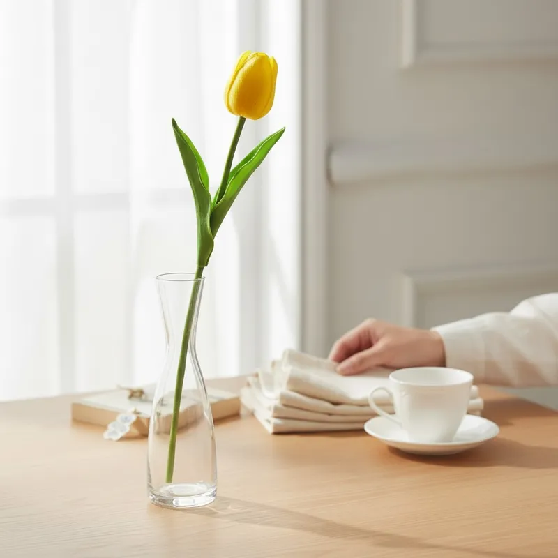 Tulipan Silikonowy Gumowy Tulipan Do Dekoracji Jak Żywy 32 cm - Żółty