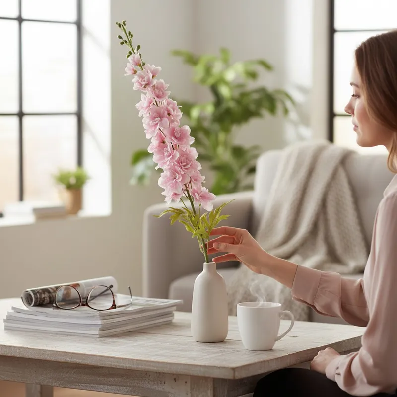 OSTRÓŻKA DELPHINIUM Sztuczne Kwiaty Do Wazonu Jasno-Różowa 106 cm