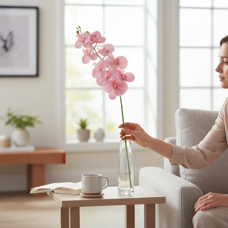 STORCZYK Sztuczne Kwiaty Do Wazonu GAŁĄZKA ORCHIDEA 100 cm - Różowa