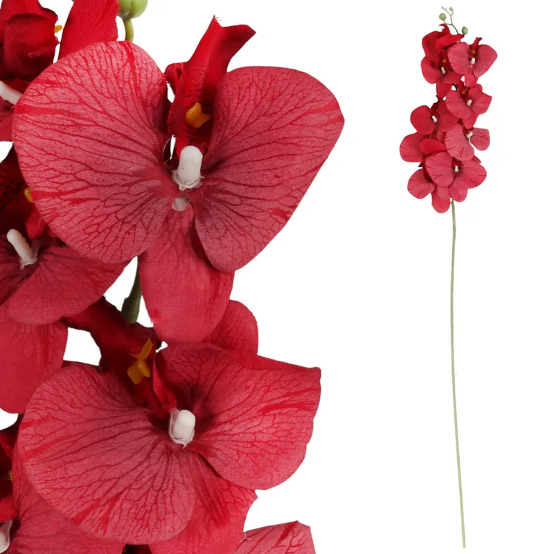 STORCZYK Sztuczne Kwiaty Do Wazonu GAŁĄZKA ORCHIDEA 100 cm - Czerwona