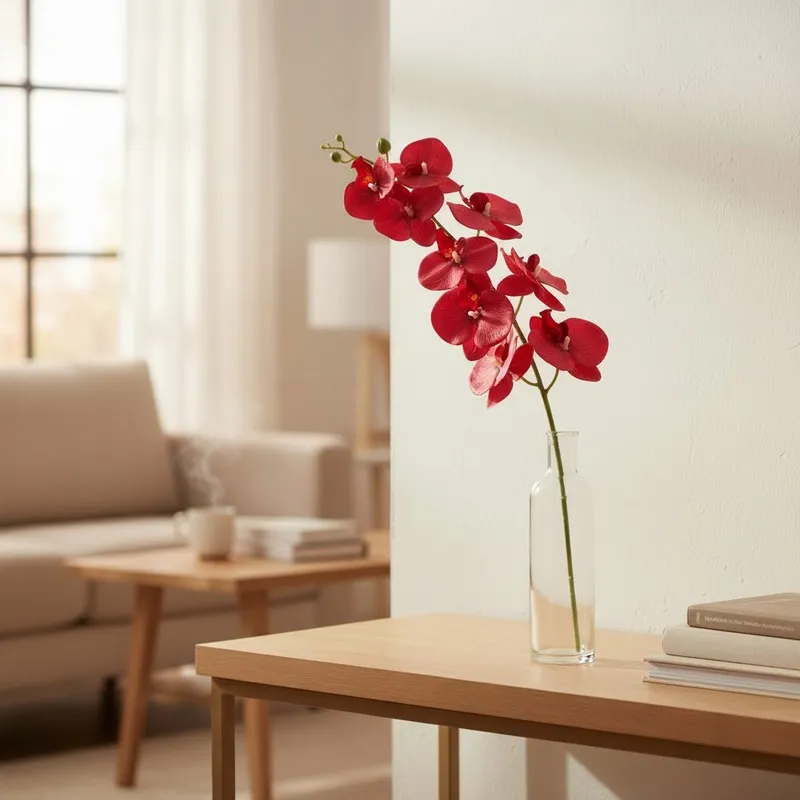 STORCZYK Sztuczne Kwiaty Do Wazonu GAŁĄZKA ORCHIDEA 100 cm - Czerwona