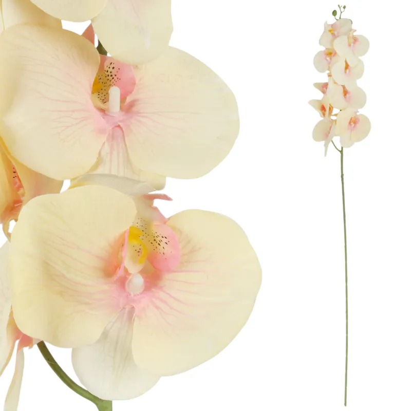 STORCZYK Sztuczne Kwiaty Do Wazonu GAŁĄZKA ORCHIDEA 100 cm - Żółto-Różowa