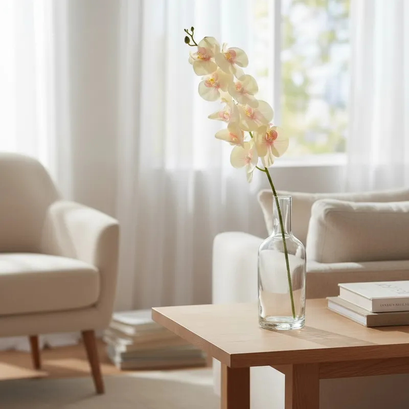 STORCZYK Sztuczne Kwiaty Do Wazonu GAŁĄZKA ORCHIDEA 100 cm - Żółto-Różowa