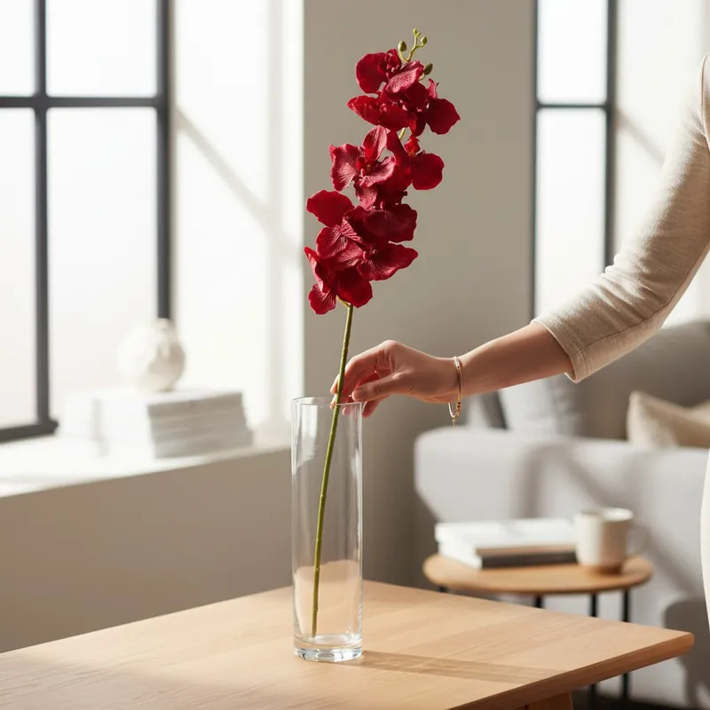 Storczyk Orchidea Gałązka 9 Kwiatów 105 cm Głęboka Czerwień